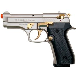 Firat Compact V92F Satin Finish With Gold Fittings - Front Firing Blank Gun