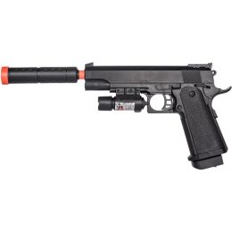 P2001C Model Spring Airsoft Pistol with Mock Suppressor & Laser